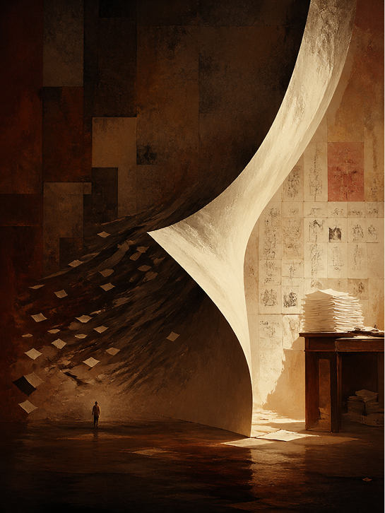 Generated painting titled Lost in the Work